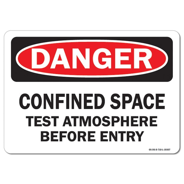 OSHA, Confined Space Test Atmosphere Before Entry, 5in X 3.5in, 10PK, 3.5" H, 5" W, Landscape, PK10